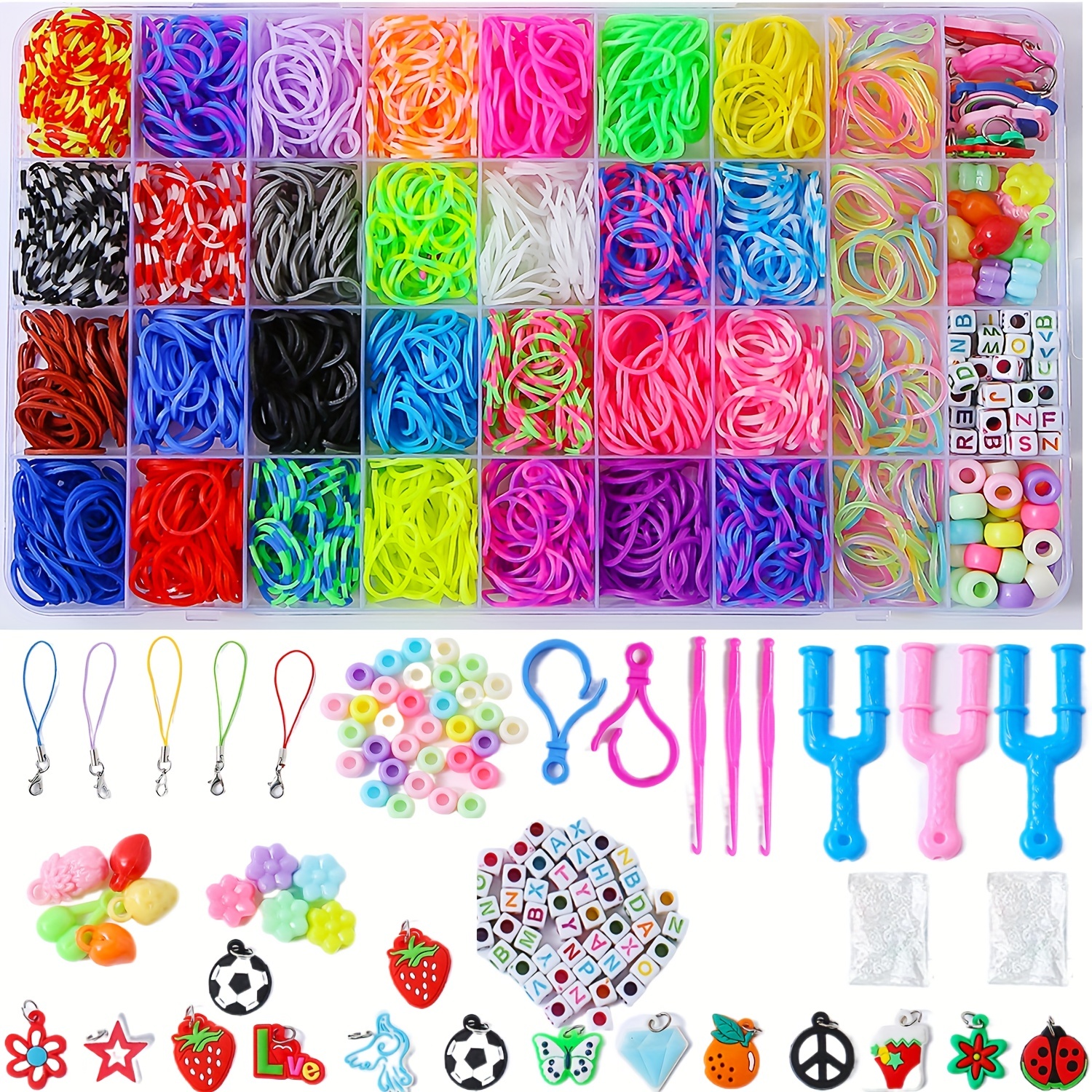 Lot 4 Rainbow Finger Loom Party Pack Rubber Band Bracelet Maker Kit W/glow  Bands for sale online