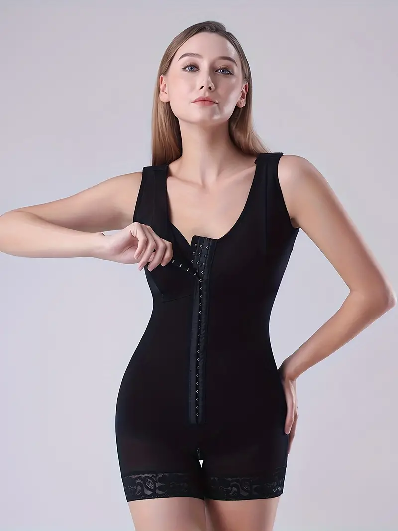 Women's Simple Shapewear Bodysuit, Plus Size Lace Trim Breast Lifting Tummy  Control Sculpting Bodysuit, High-quality & Affordable