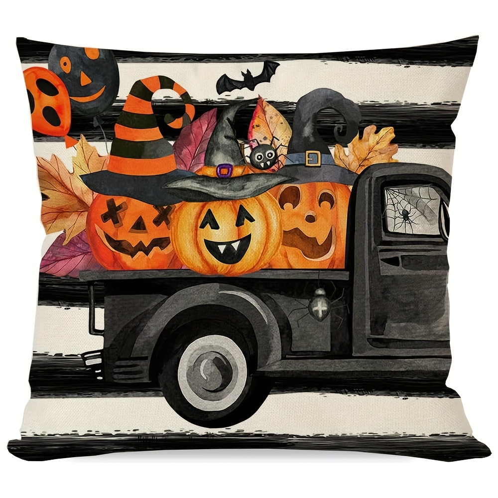 4pcs/set Black Buffalo Plaid Halloween Pillow Case 45 x 45 cm