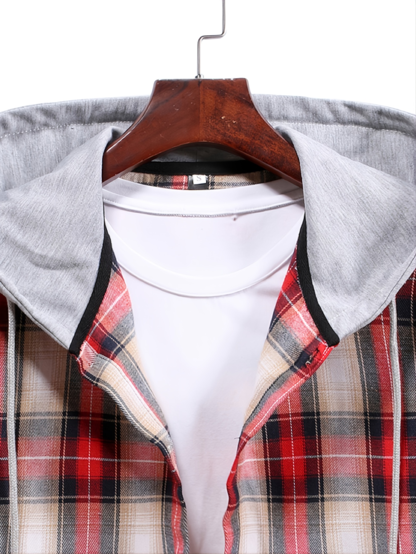 Men's Fashion Hooded Plaid Shirt With Buttons, Fall Winter Classic Design  Warm Long Sleeve Shirt