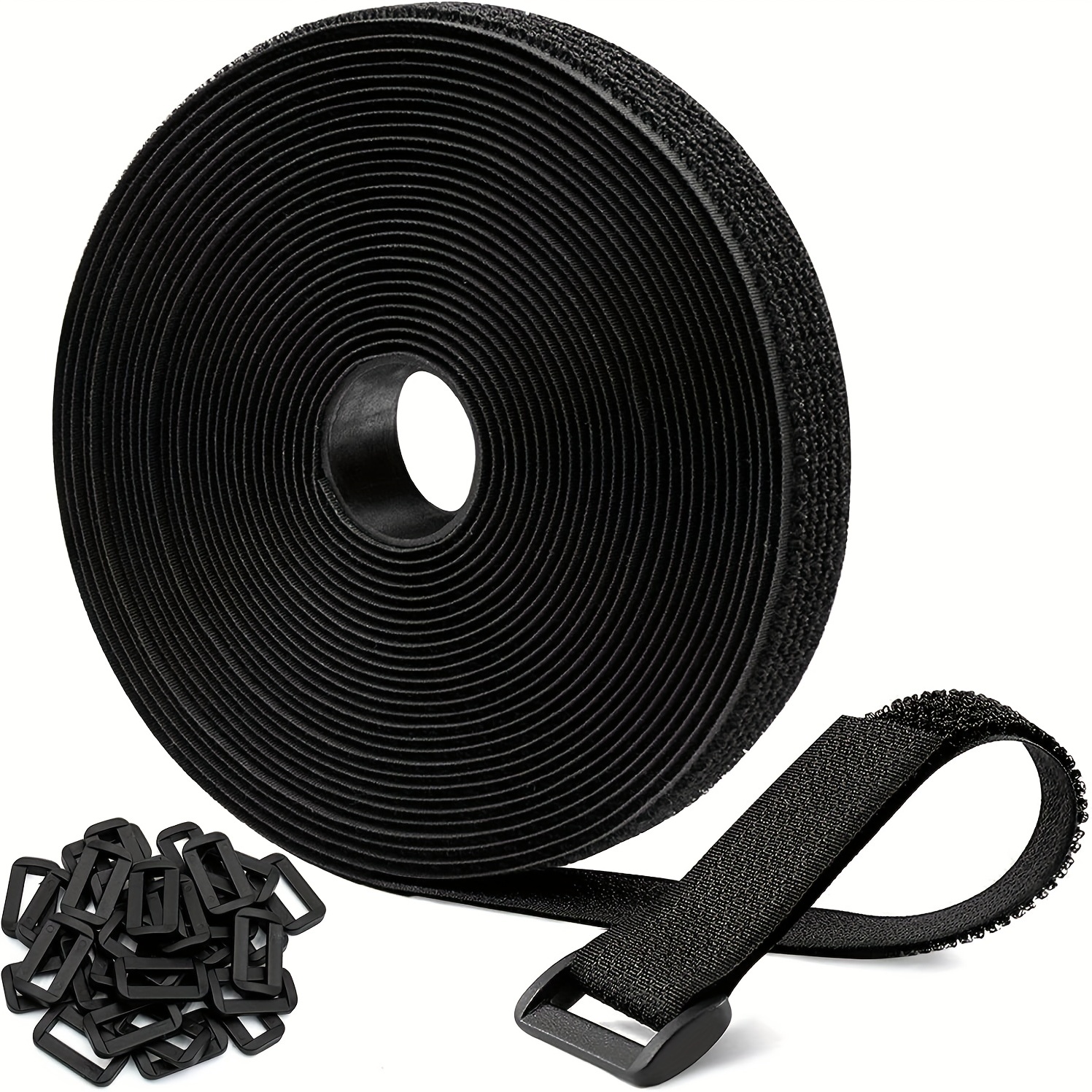 Reusable Cinch Straps 2 x 72 - 2 Pack - Hook and Loop Straps (Black)
