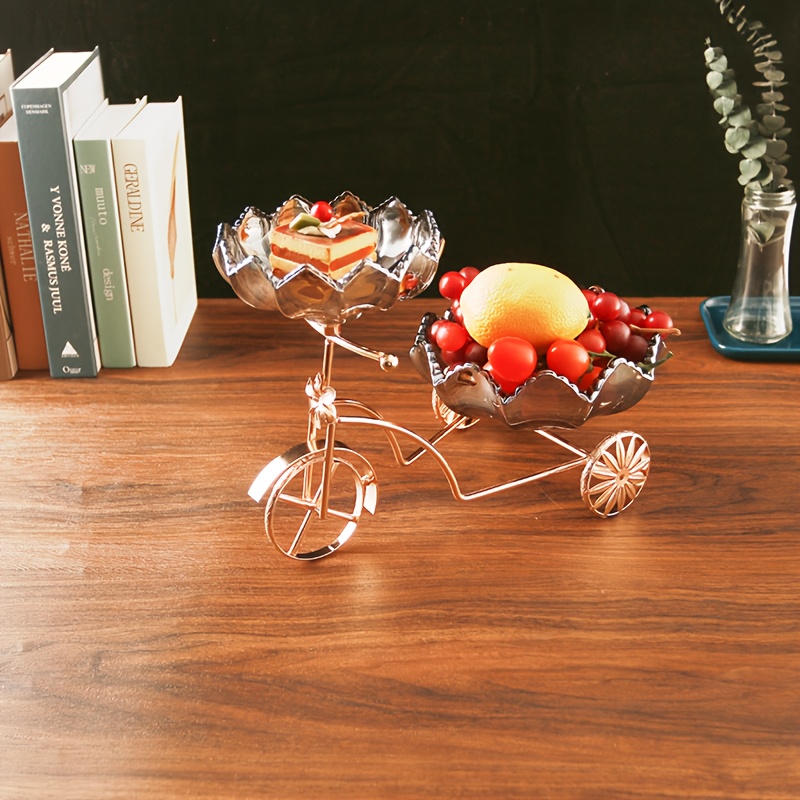 1PC Iron Crafts Bicycle Tray European And American Style Double Layer Fruit Tray Dessert Cake Display Stand Fruit Tray Family Party Wedding Chri