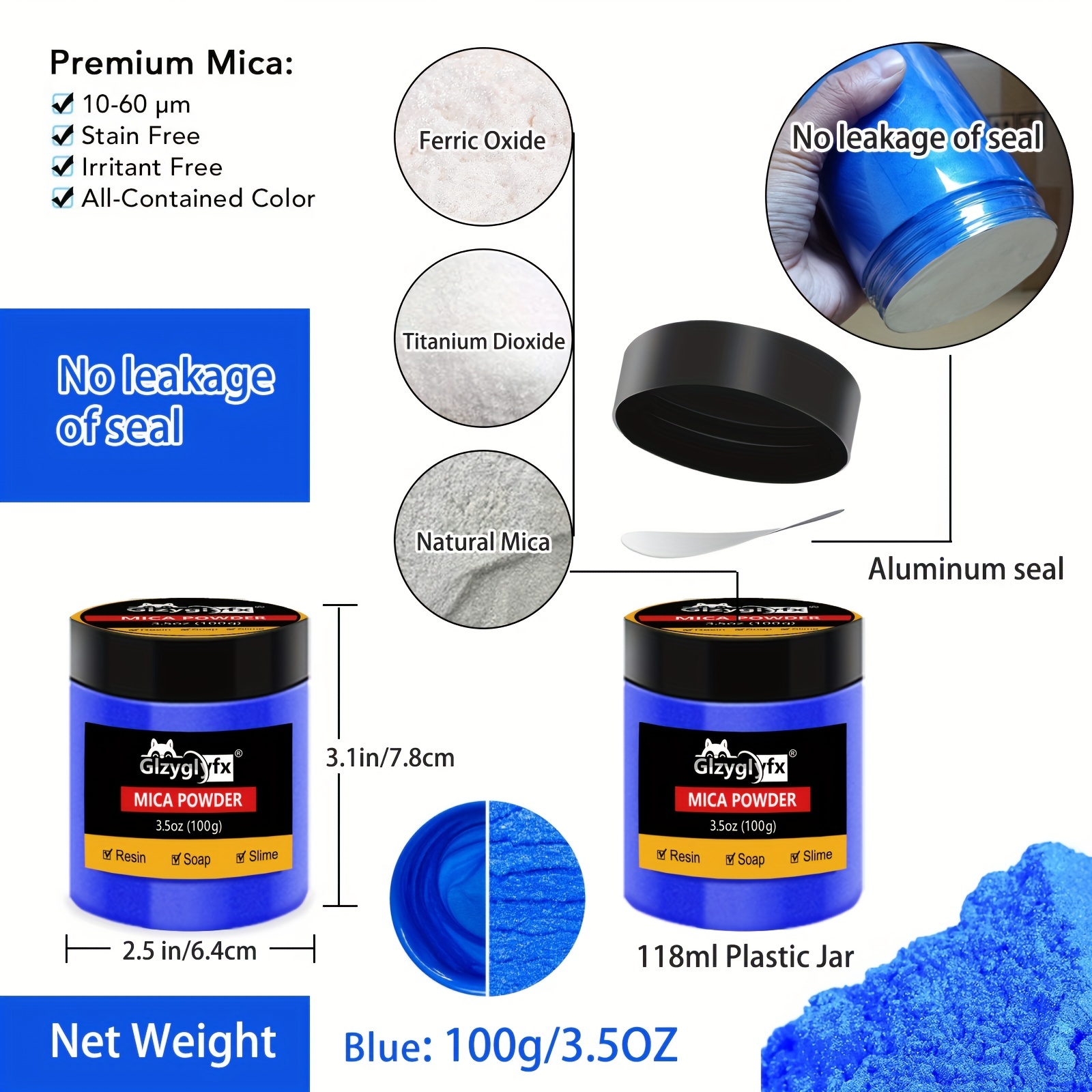 60 Colors Mica Powder-Natural Cosmetic Grade Pigment Powder for Epoxy Resin,Soap Making,Bath Bombs,Candle,Lip Gloss,Slime,DIY Crafts,Paints,Jewelry An
