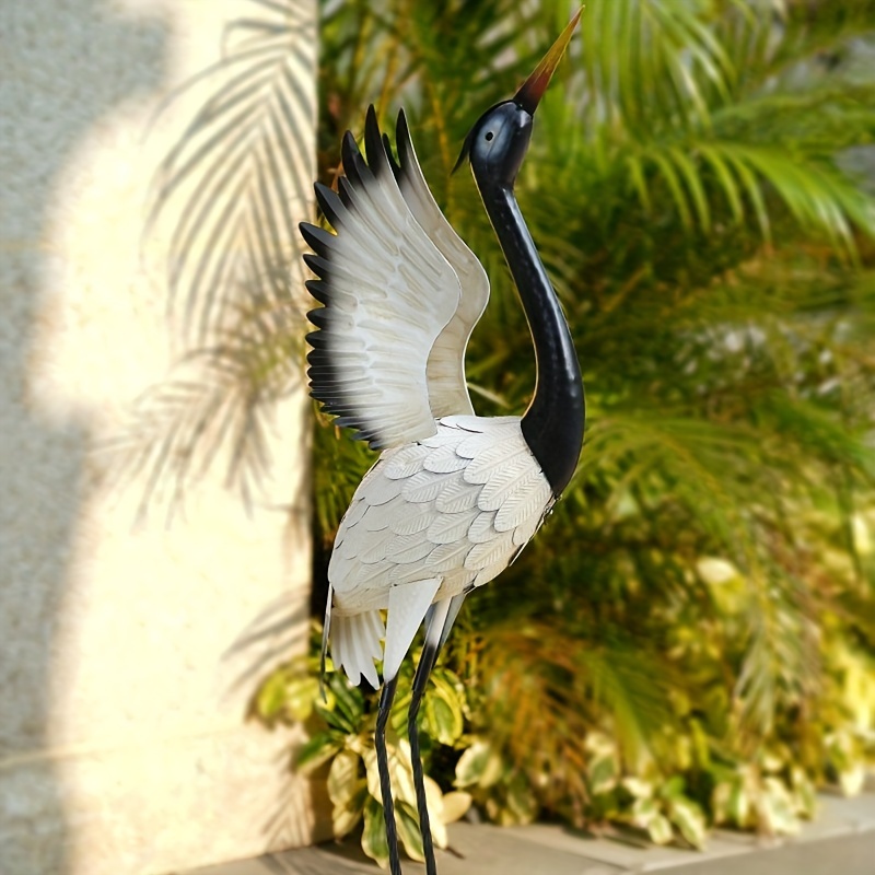 Decoration exterieur pour jardin métal oiseau grue%2C héron