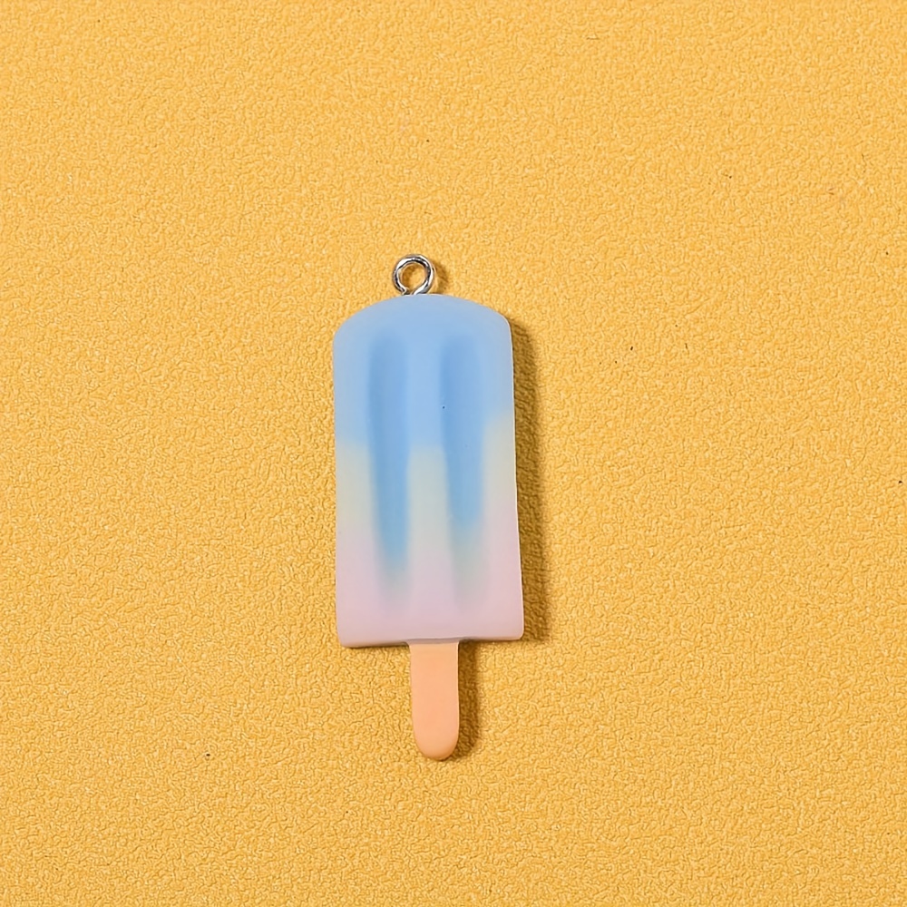 10pcs Cartoon Gradient Ice Cream with Hole Resin Pendant Summer Popsicle Charms DIY Handmade Jewelry Making Accessories for Necklace Bracelet