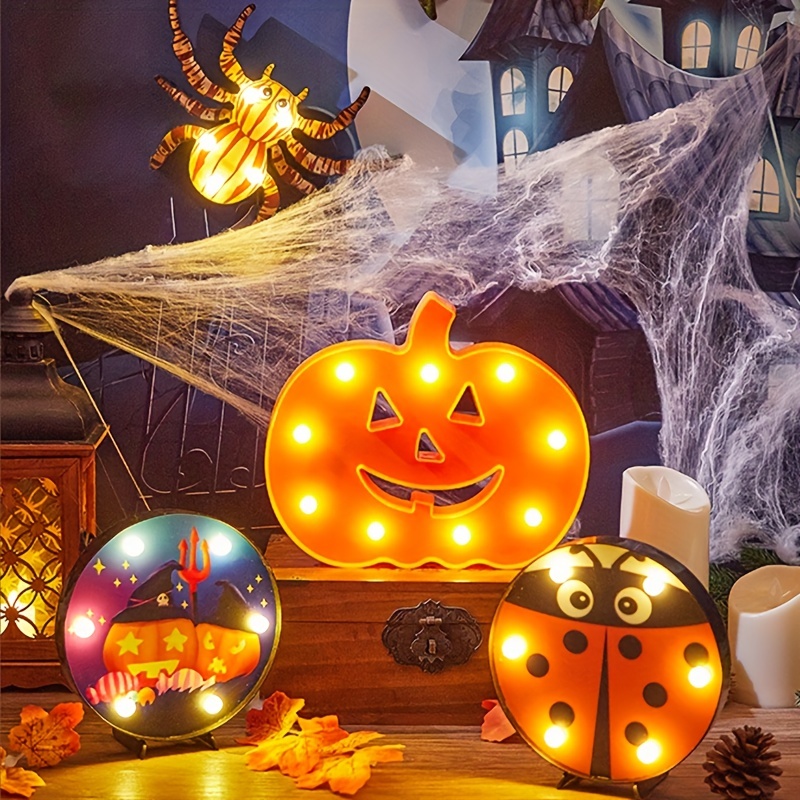 Guirlande lumineuse LED pour fenêtre d'halloween, lampe à ventouse,  citrouille, araignée, chauve-souris, décoration d'ambiance 