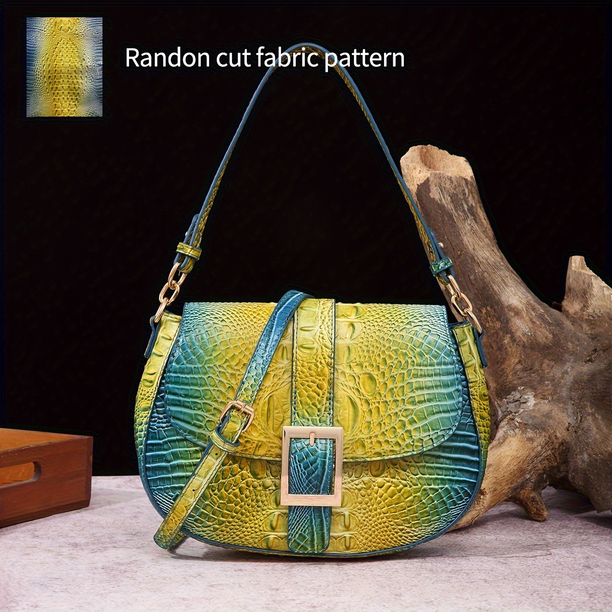 stylish crocodile pattern shoulder bag detachable strap - Temu