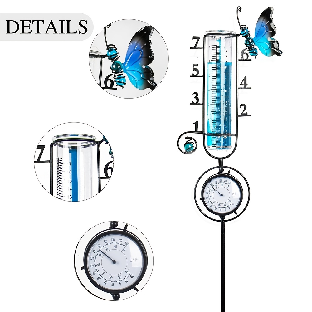 Bird & Dragonfly Art Rain Gauge Outdoor, With Thermometer Rain Gauge, Metal  Frame Accurate Rain Gages Outdoors Large Numbers, Suitable For Garden,  Courtyard, Lawn Decoration - Temu