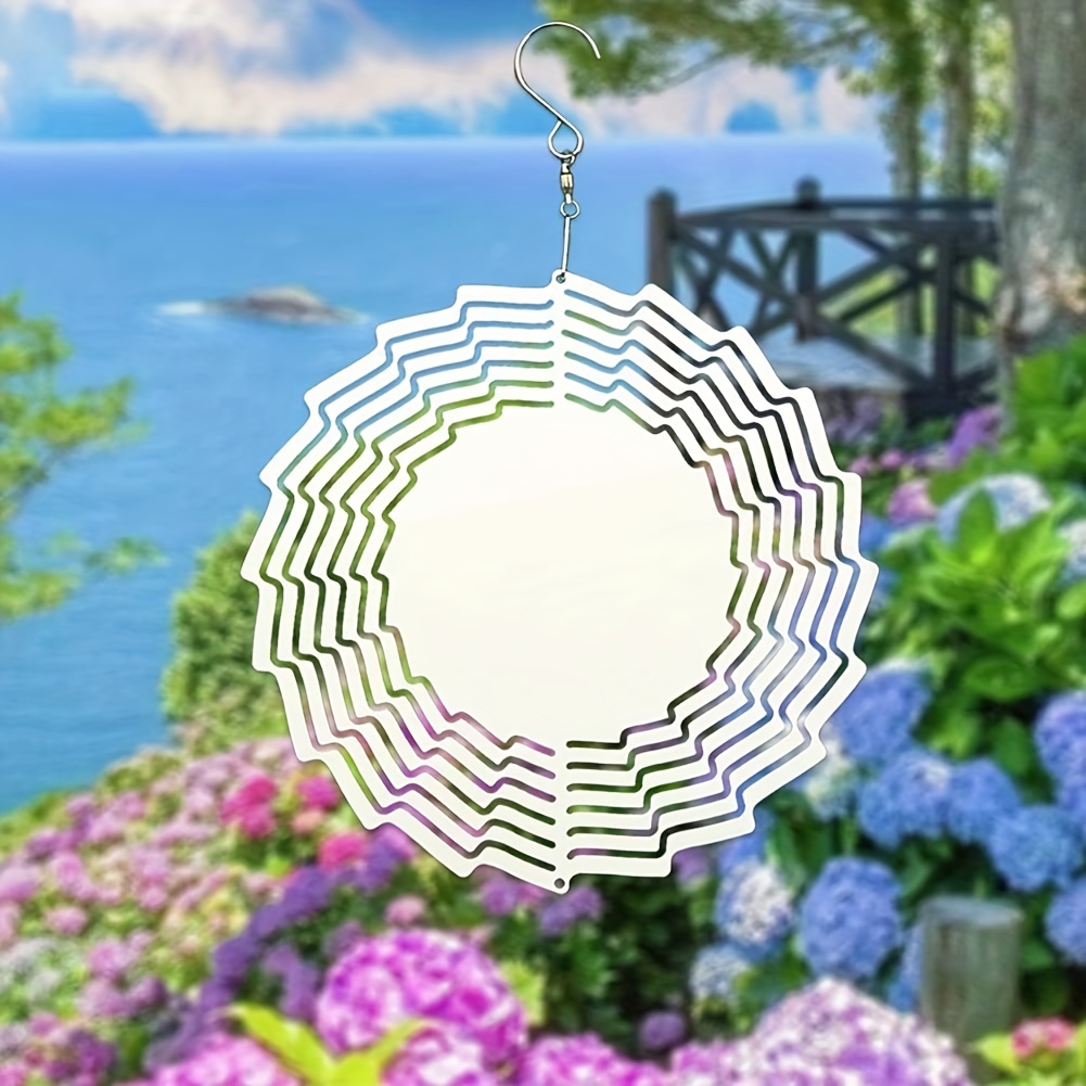 Sublimation Wind Spinner Blanks 3D Aluminum Wind Spinners Hanging Wind  Spinners DIY Crafts Ornaments for Indoor Outdoor Garden Yard Window Porch  Front