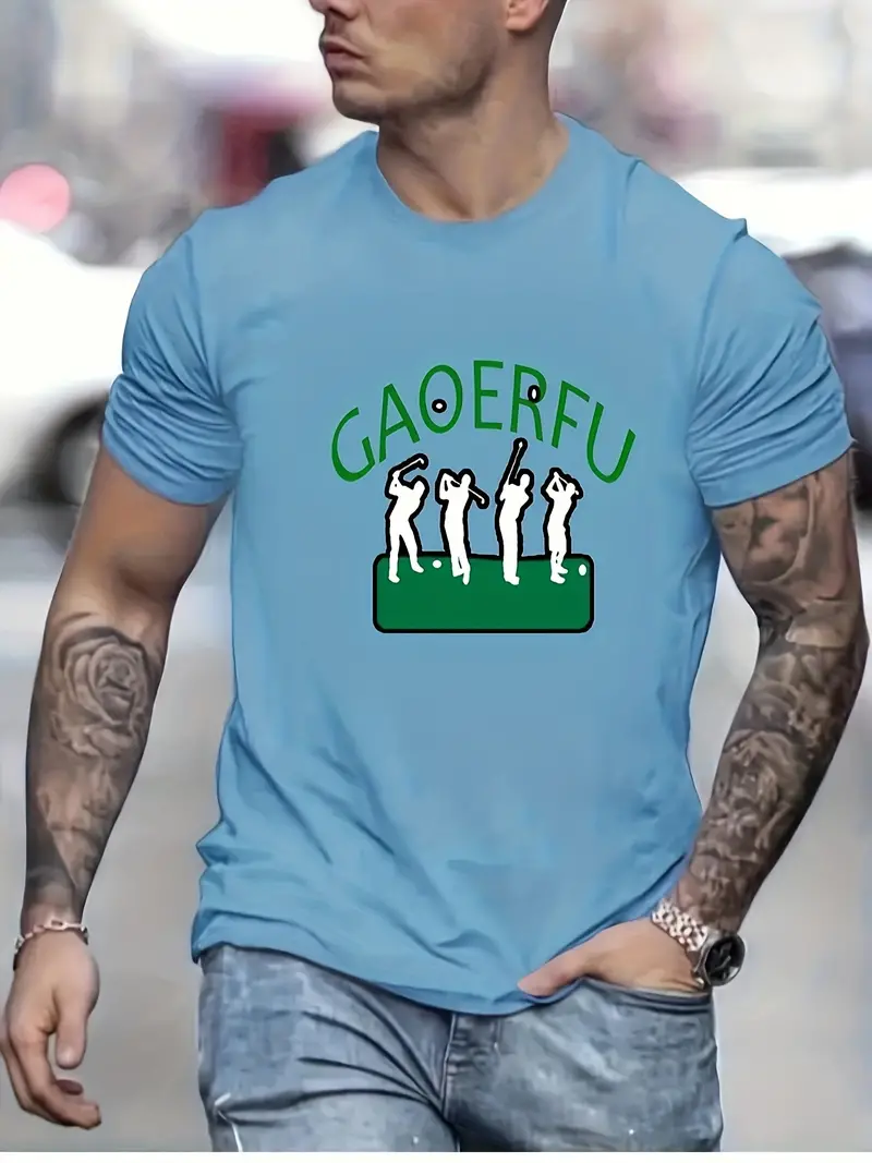 Golf Pattern Print Men's Comfy Chic T shirt Graphic Tee - Temu Canada