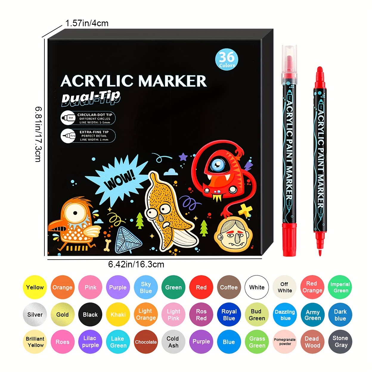 12 Colors Dual Tip Acrylic Paint Pens Markers Premium - Temu