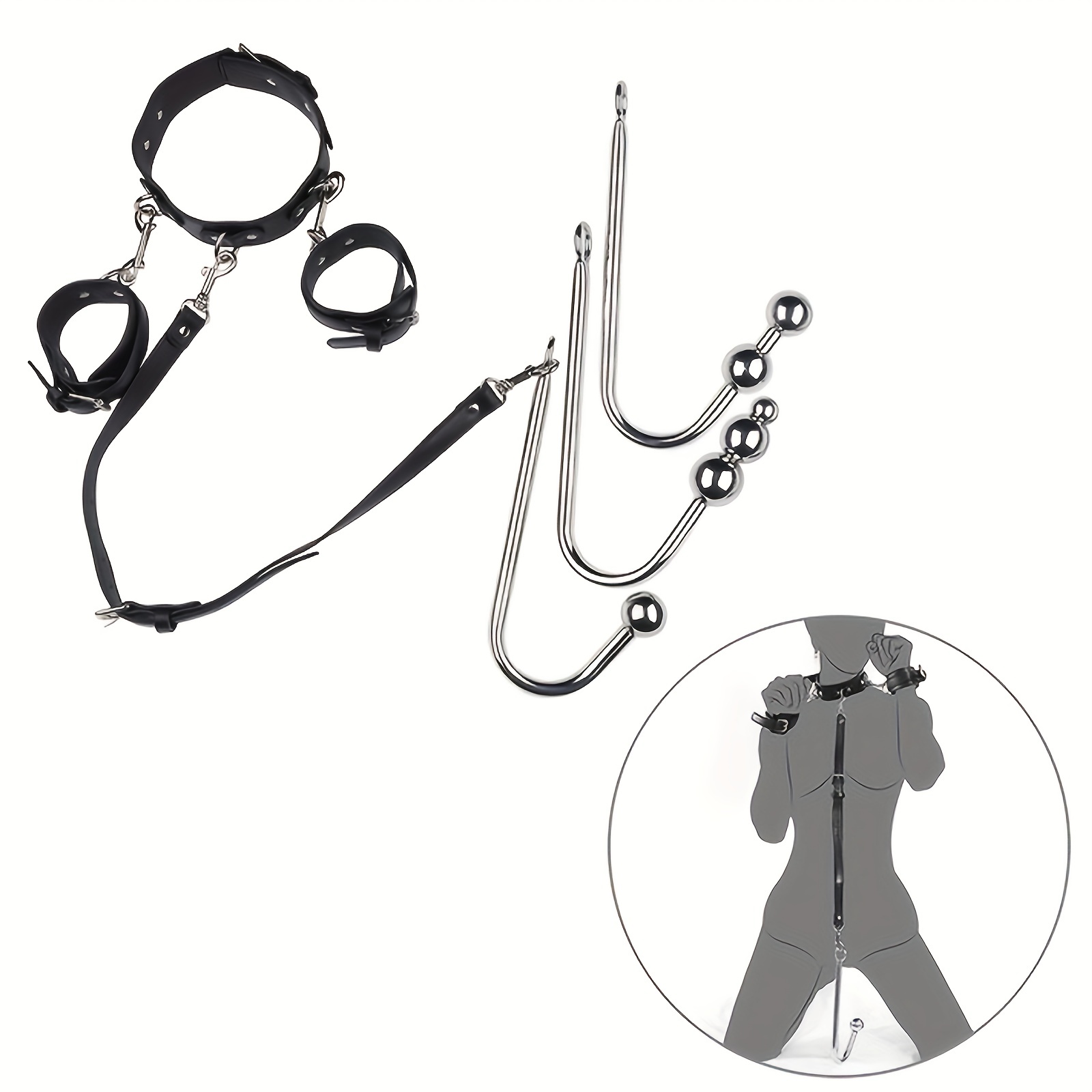 Collar PU Leather With Nipple Clamps BDSM SM Bondage Play Sex Toy for Women  Men