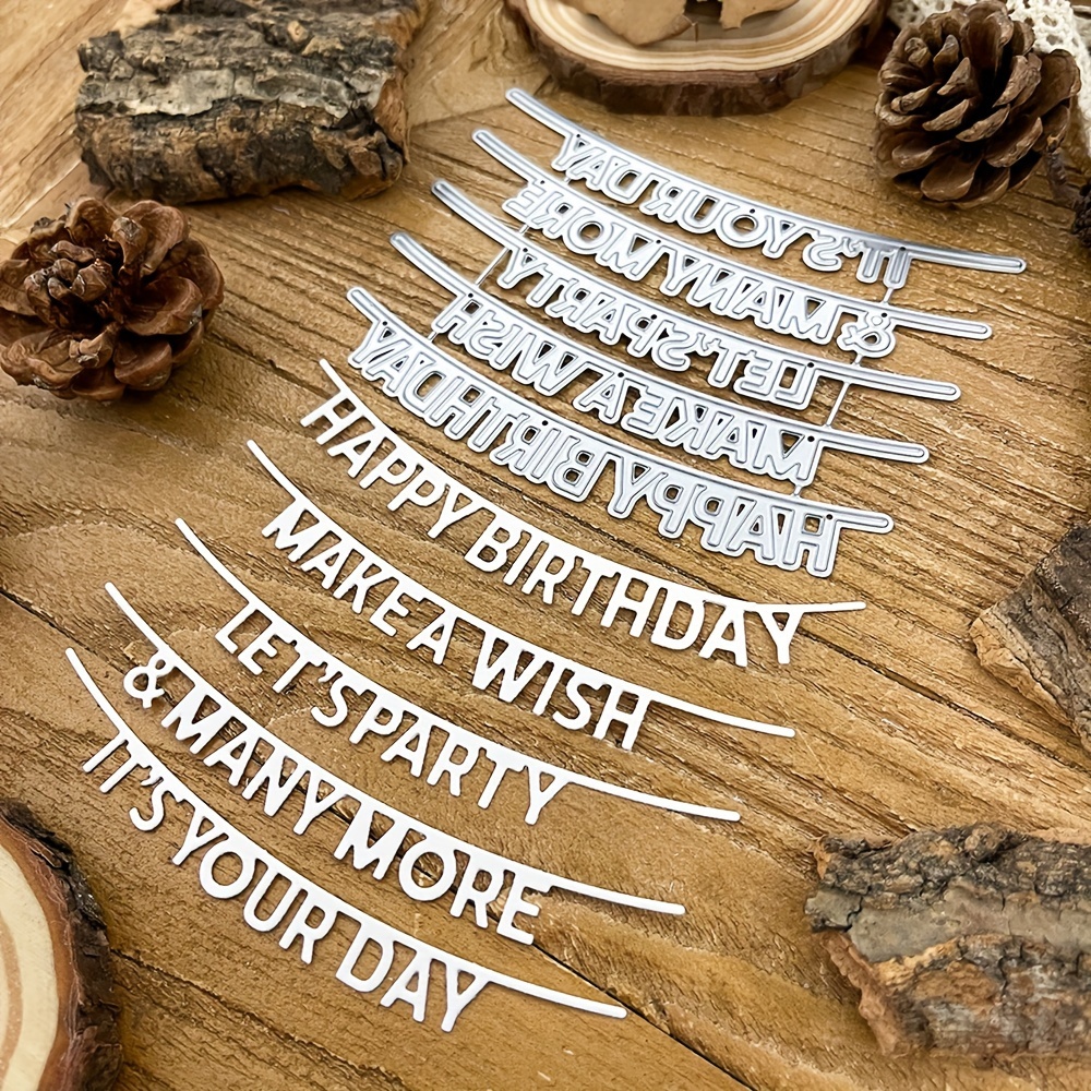 Happy Birthday Mix and Match Sentiments Cutting Die 10 Piece Metal Crafting Dies  Card Making Birthday Sentiments Birthday Words L02 