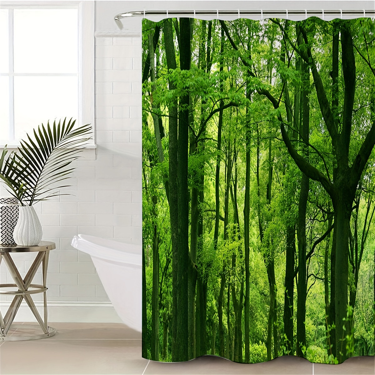 Tropical Rainforest Shower Curtain Green Leaves Plants Trees - Temu