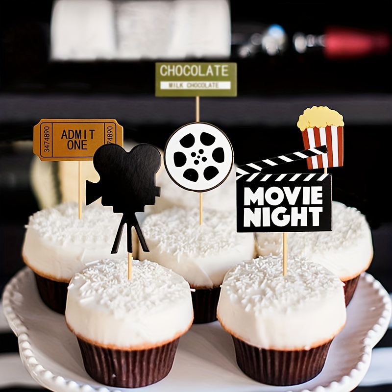 Popcorn Camera Cake Inserts Movie Theme Party Cake Inserts - Temu
