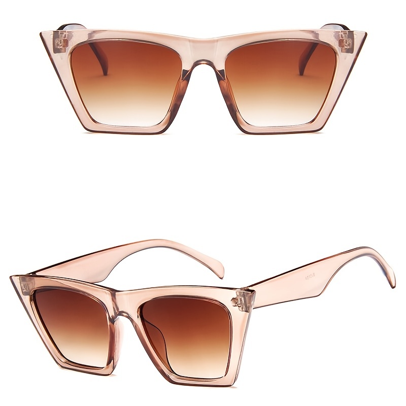 Cat Eye Designer Sunglasses Women Fashion Design Retro Sun Glasses Female Vintage Square Lady, Brown