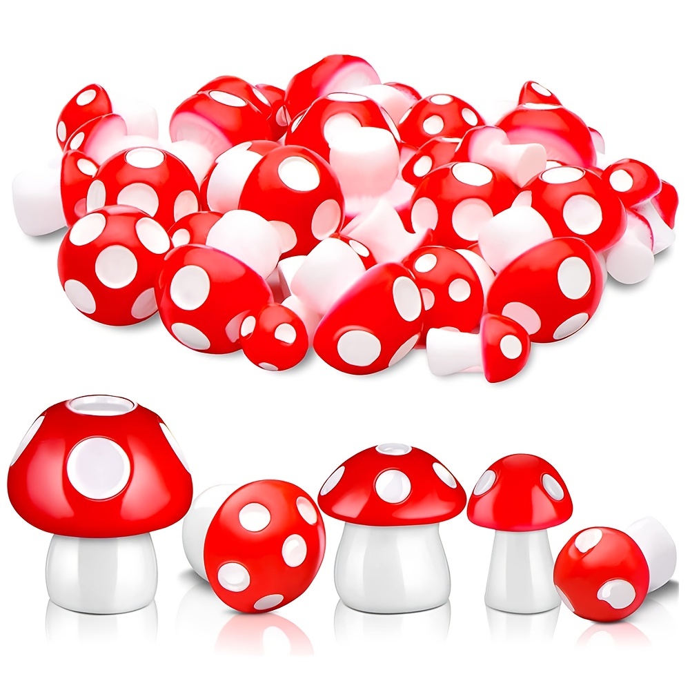 15pcs Red Mushrooms Mini Figurines For Home Decoration Supplies