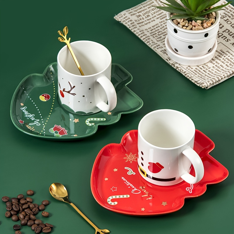 Elegante Kit 6 Tazas Grandes Para Navidad Capuchino 400 Ml