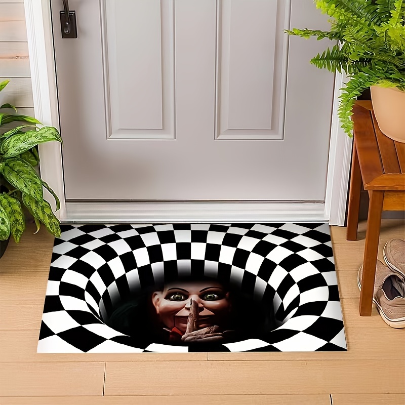 3d Vortex Illusion Black White Creative Doormat Non - Temu