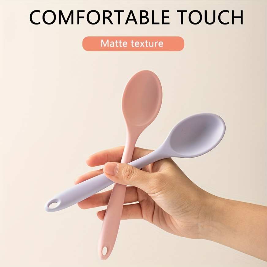 Food Grade Silicone Spoon Long Handle Dinner Spoon Drinking - Temu