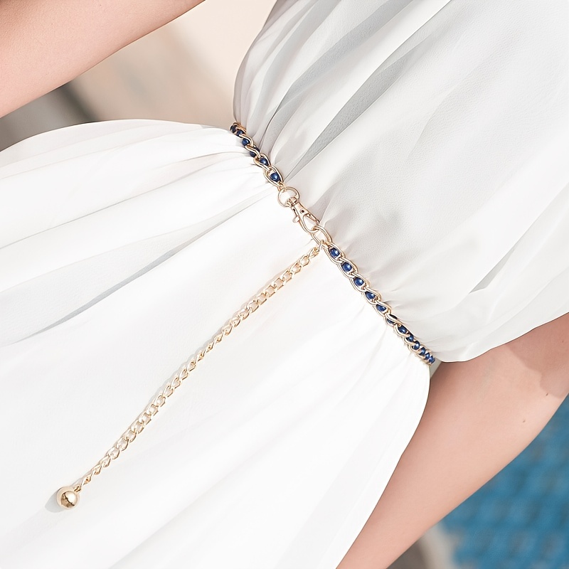 Thin Faux Pearl Belt Women's Elastic Elegant Waist Chain Decorative Dress Belts Waist Trendy Party Accessories,Temu