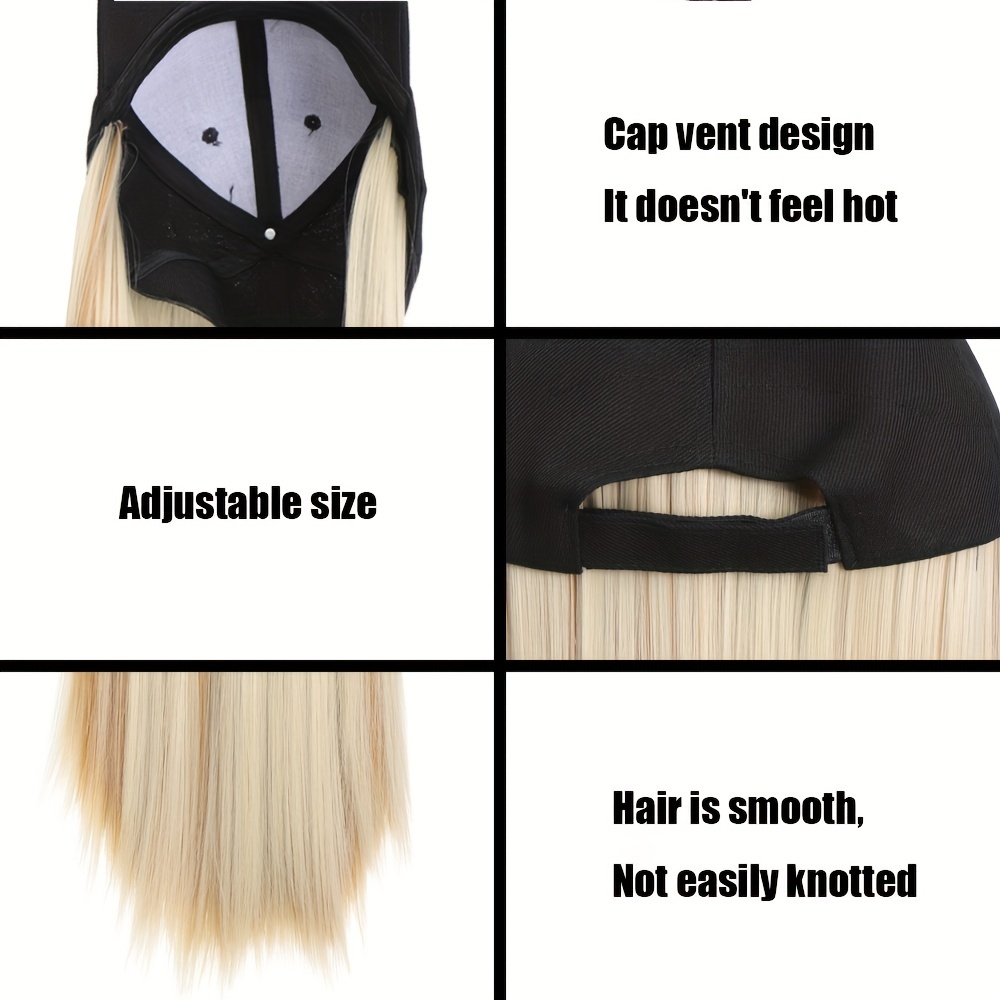 Hat with Tie-Dyed Baseball Cap and Straight Hair Wigs