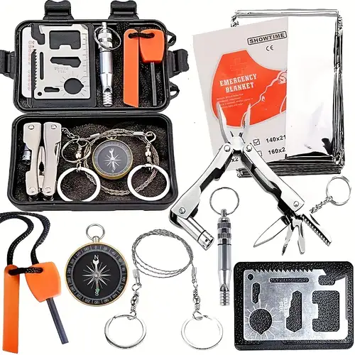 28 29pcs Survival Kit Portable Outdoor Gear For Camping Fishing Adventuring  Perfect Christmas Birthday Gift For Adventurers, High-quality & Affordable