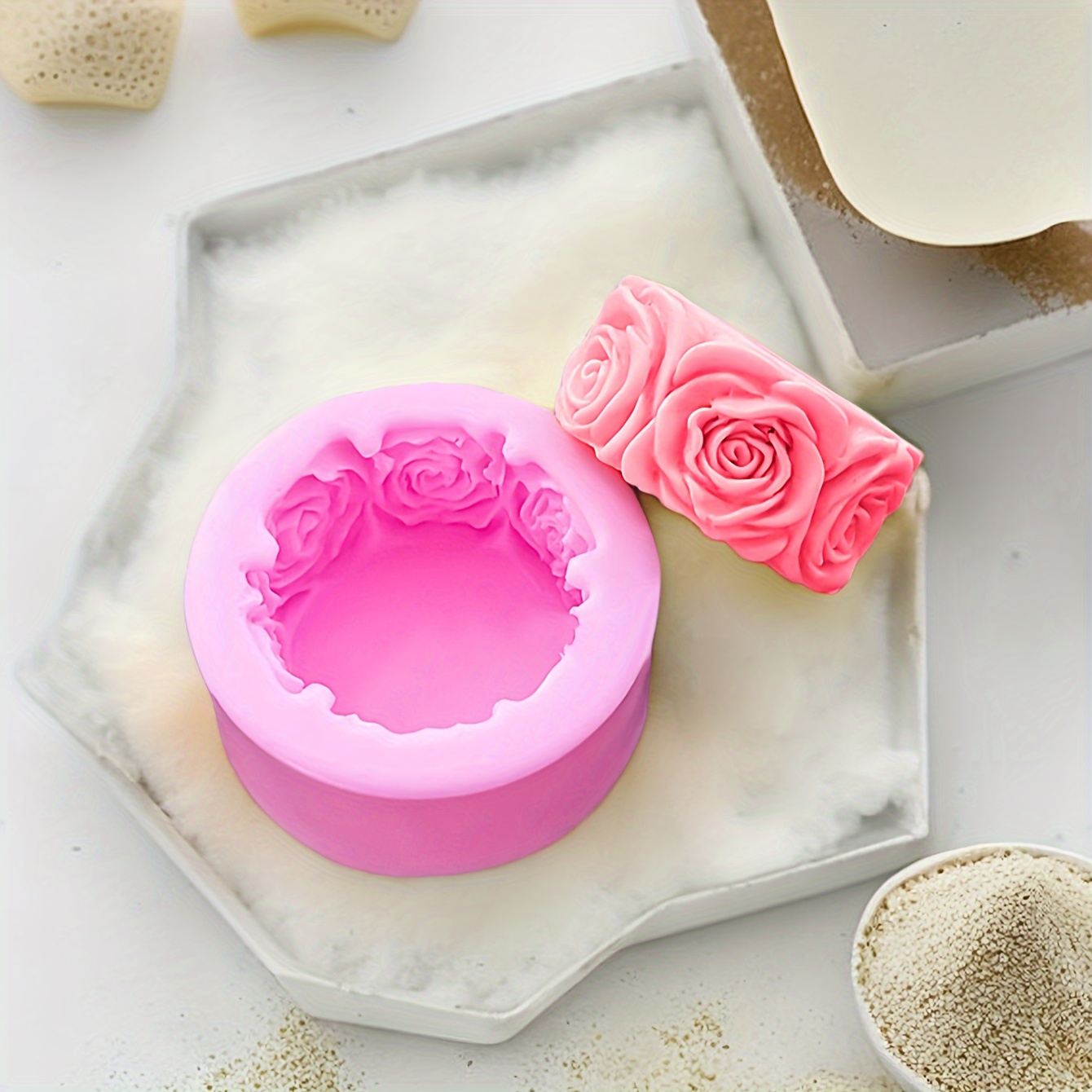 3D Rose Flower Candle Silicone Mold DIY Gypsum Plaster Mould Cylinder Shape Silicone  Soap Candle Molds H1222 From Mengyang09, $8.18