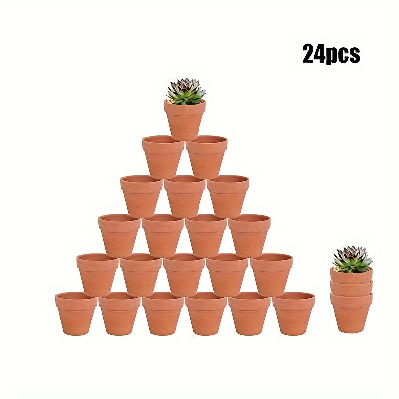

24pcs, 2.5" Small Mini Clay Pots Terracotta Pot Ceramic Pottery Planter Terra Cotta Flower Pot Succulent Nursery Pots Great For Window Boxes, Cactus, Plants, Crafts, Wedding Favors