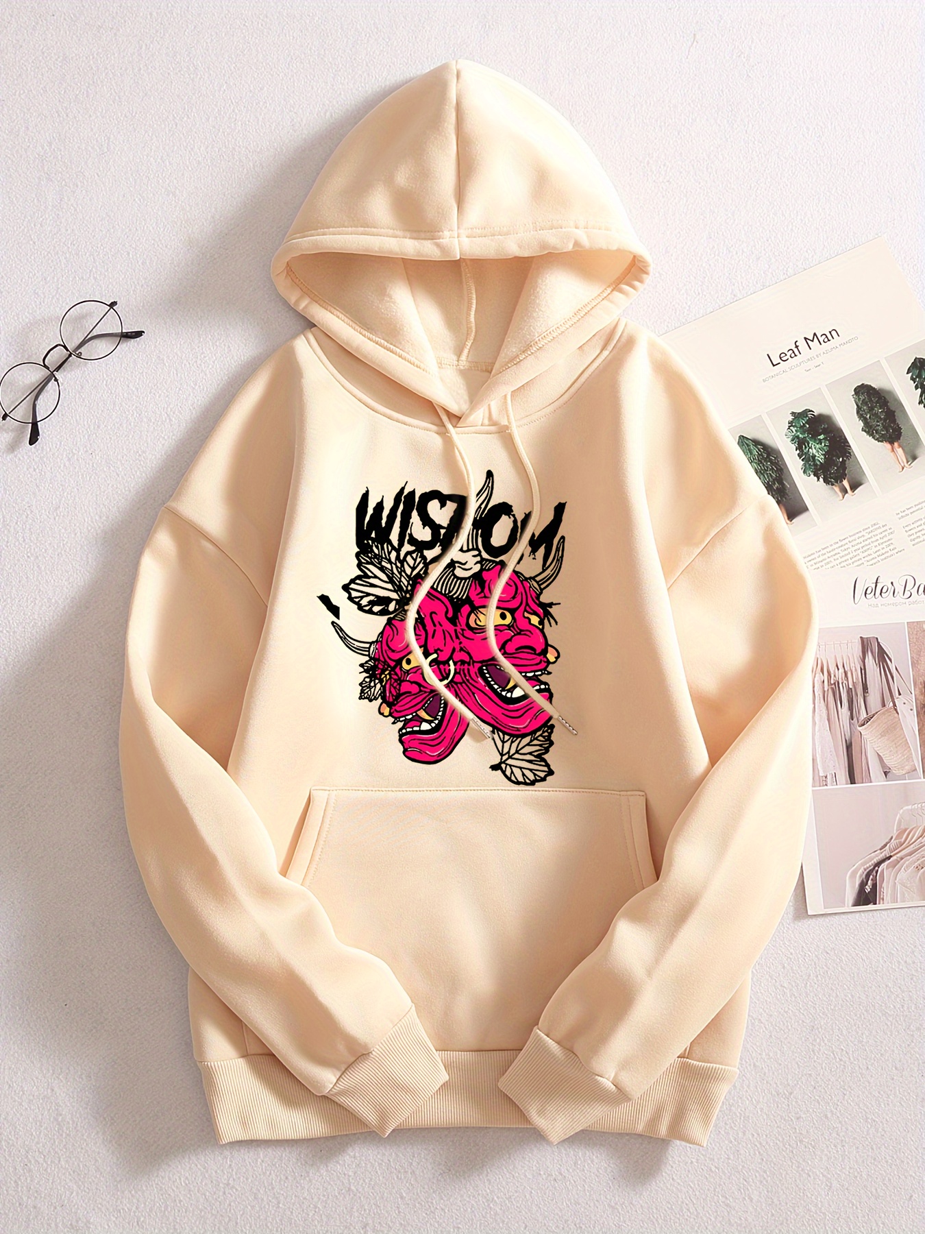 Cool Vintage Graphic Print Hoodie Casual Drawstring Kangaroo - Temu