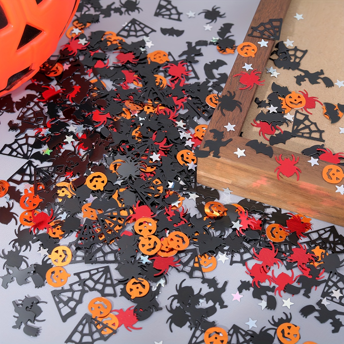 Confettis Chauve-Souris Or/Noir (15 g) - Déco Table Halloween