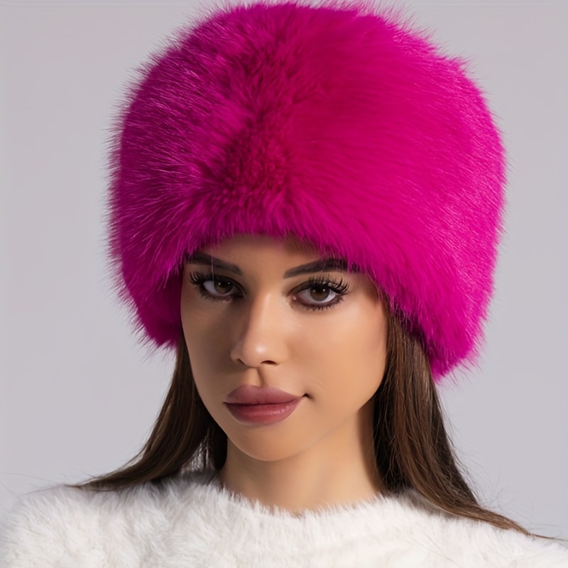 Kunstfell Trimmed Hut für Frauen, stilvolle russische Kosakenmütze
