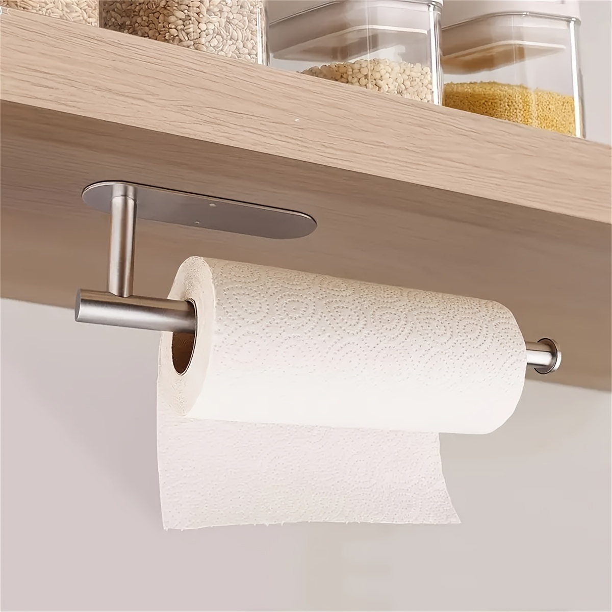 Metal Roll Kitchen Storage Rack Wall mounted Single Hand Operable