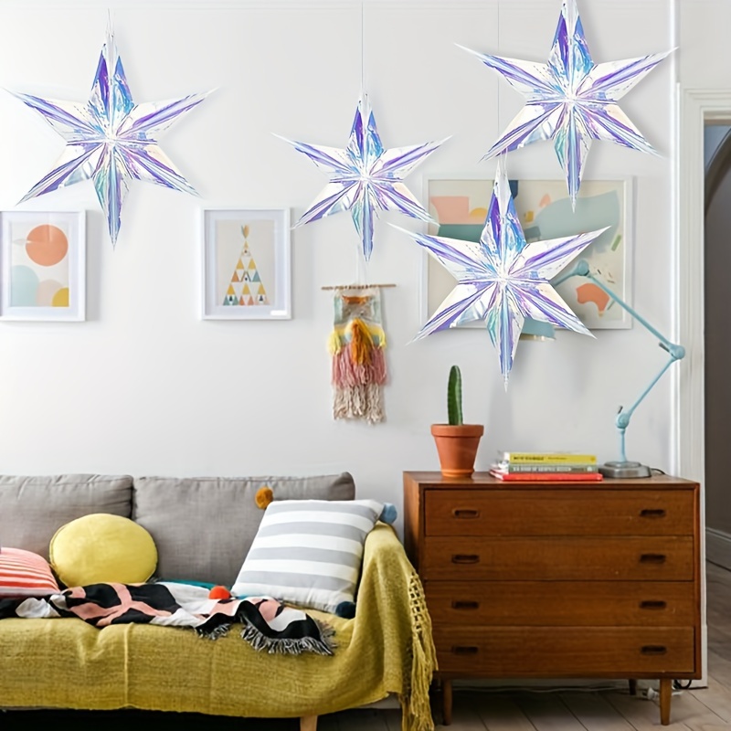 Iridescent Star Ball Ornament Hanging Decoration, Foil Ceiling