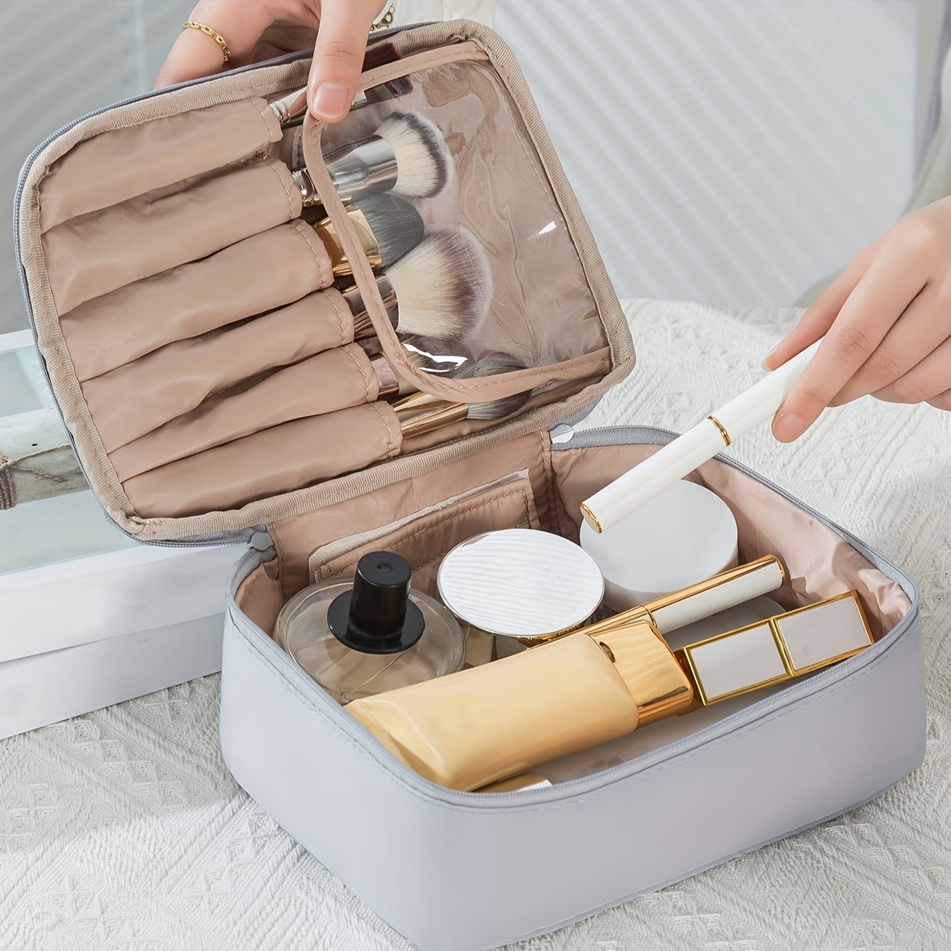 Travel Makeup Bag with Handle Large Capacity Organizer