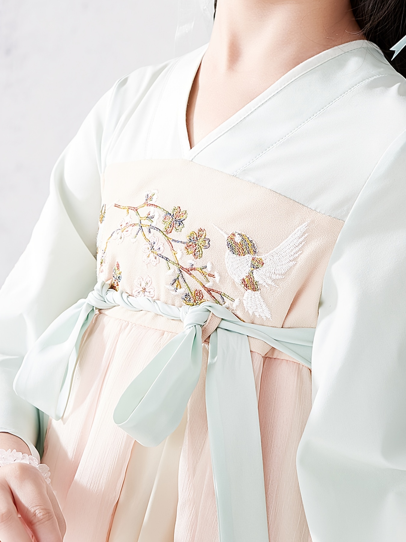 Hanfu Chino Niñas Diseño Bordado Alce Bloque Color Vestido - Temu