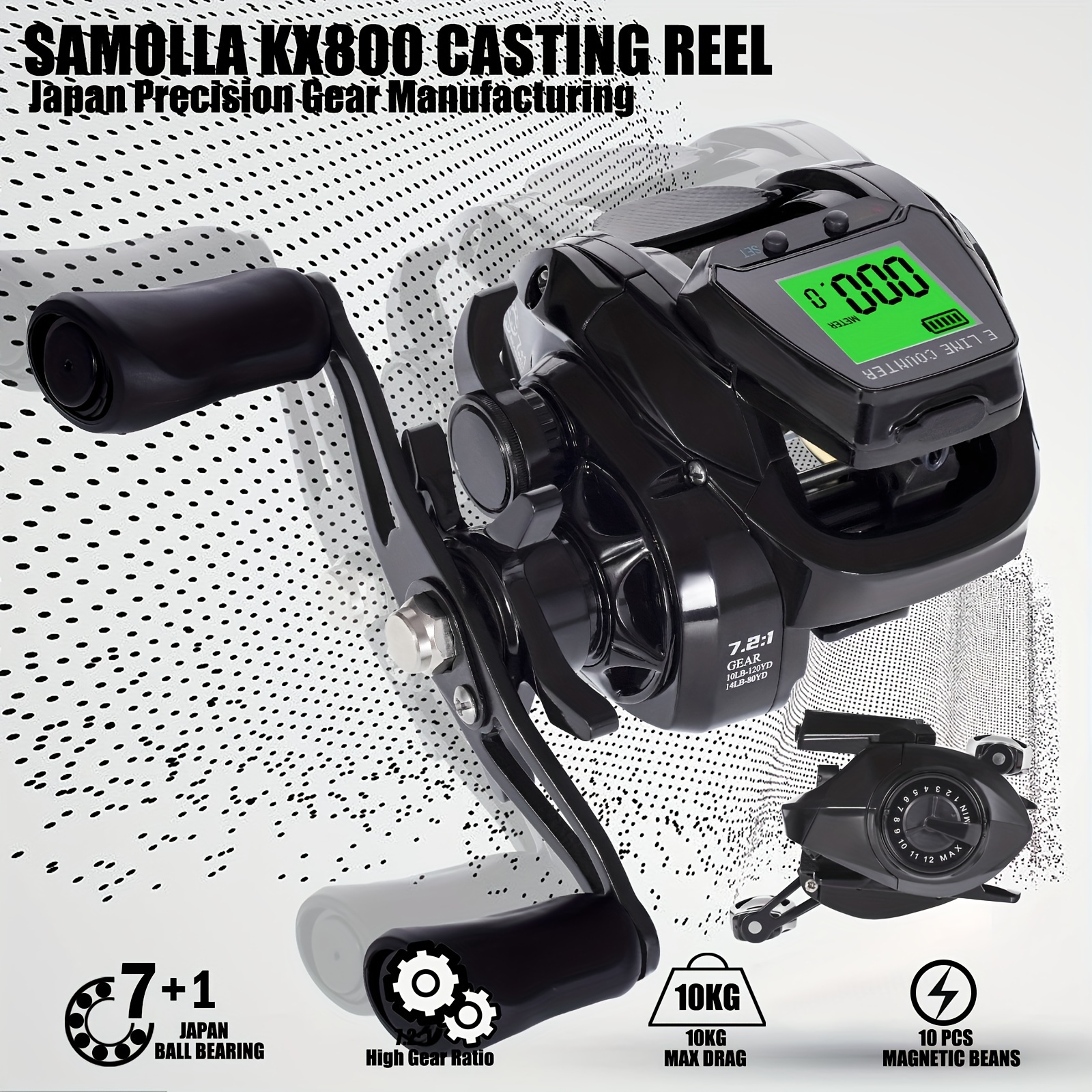 Samolla Baitcasting Fishing Reel Electronic Led Screen High - Temu