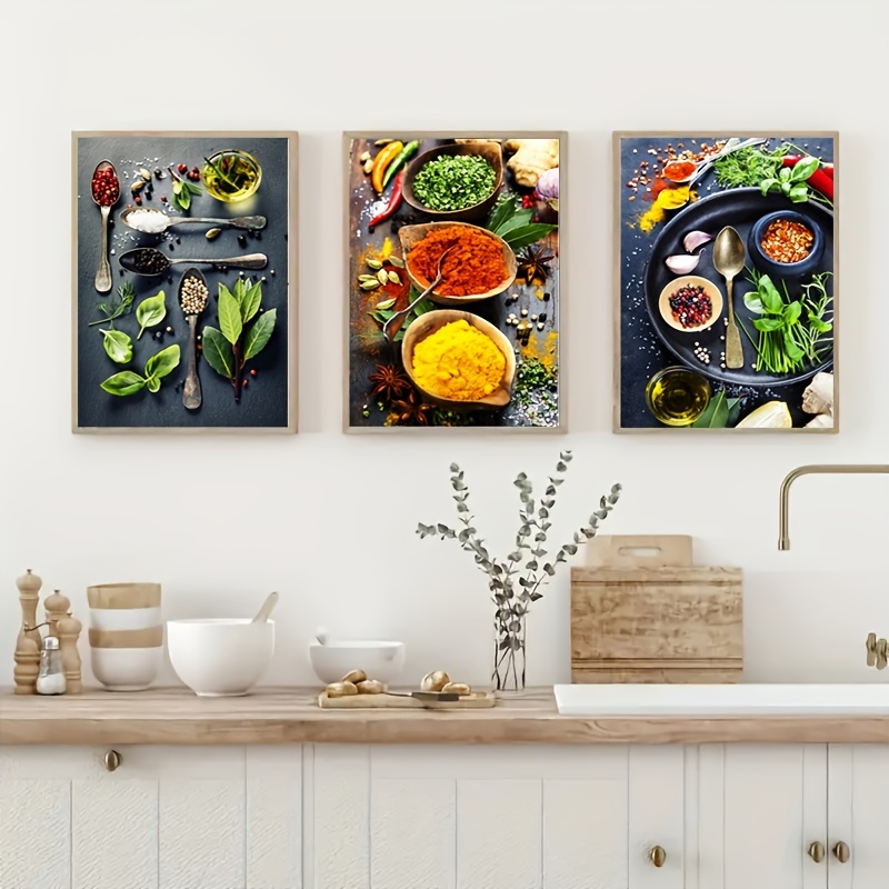 3 Unids/set Decoración De Pared De Cocina Lienzo Arte Para Comedor, Cuadros  De Frutas Vintage Signos Rústicos De Granja, Pinturas Accesorios De Bar