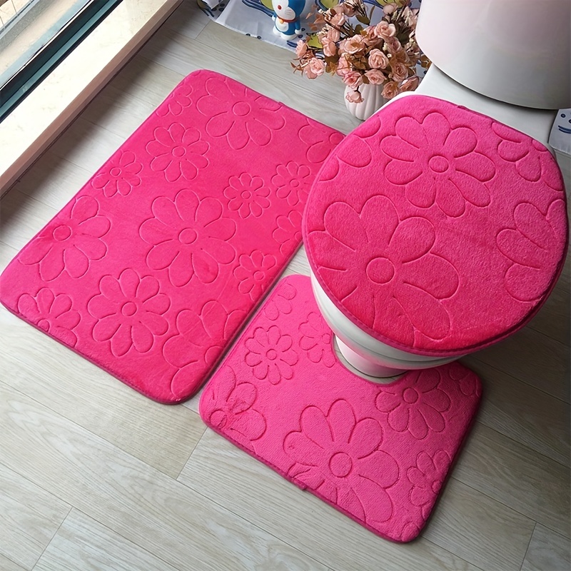 3pcs set bathroom rugs set ultra soft non slip bath rug absorbent bath mat carpets includes u shaped contour rug perfect for bathroom shower bathroom supplies