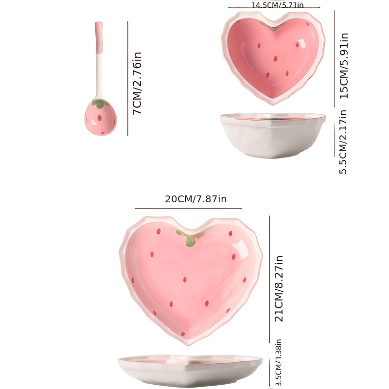 Strawberry Heart shaped Plate Ceramic Bowl Advanced Ceramic - Temu Germany