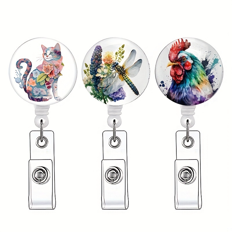 Retractable Animal Badge Reel Cute Id Holder Office Workers - Temu