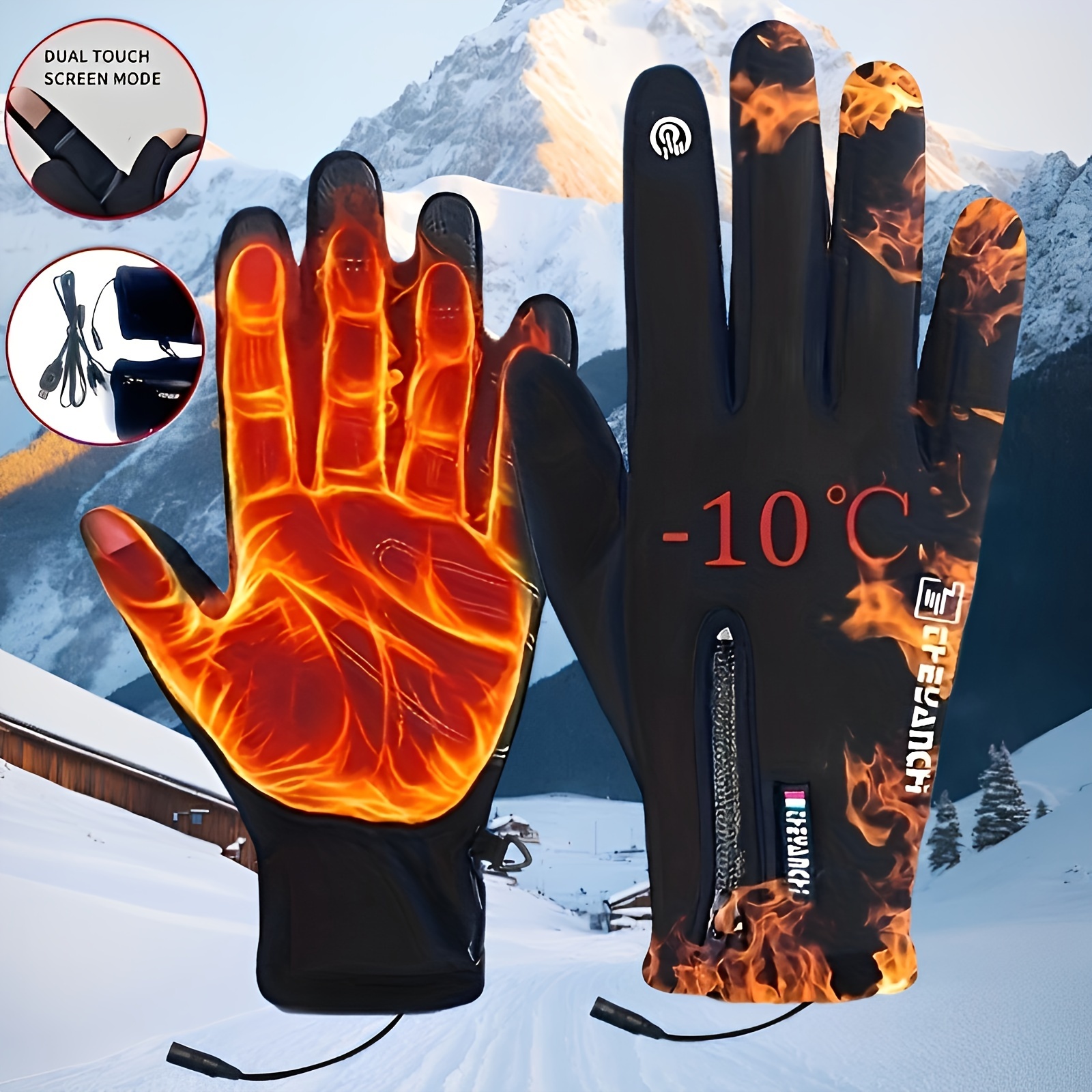 Gants Chauffants USB, Température Réglable Pour Moto, écran Tactile Pour  Femme Pour Le Ski, La Marche, La Course à Pied 