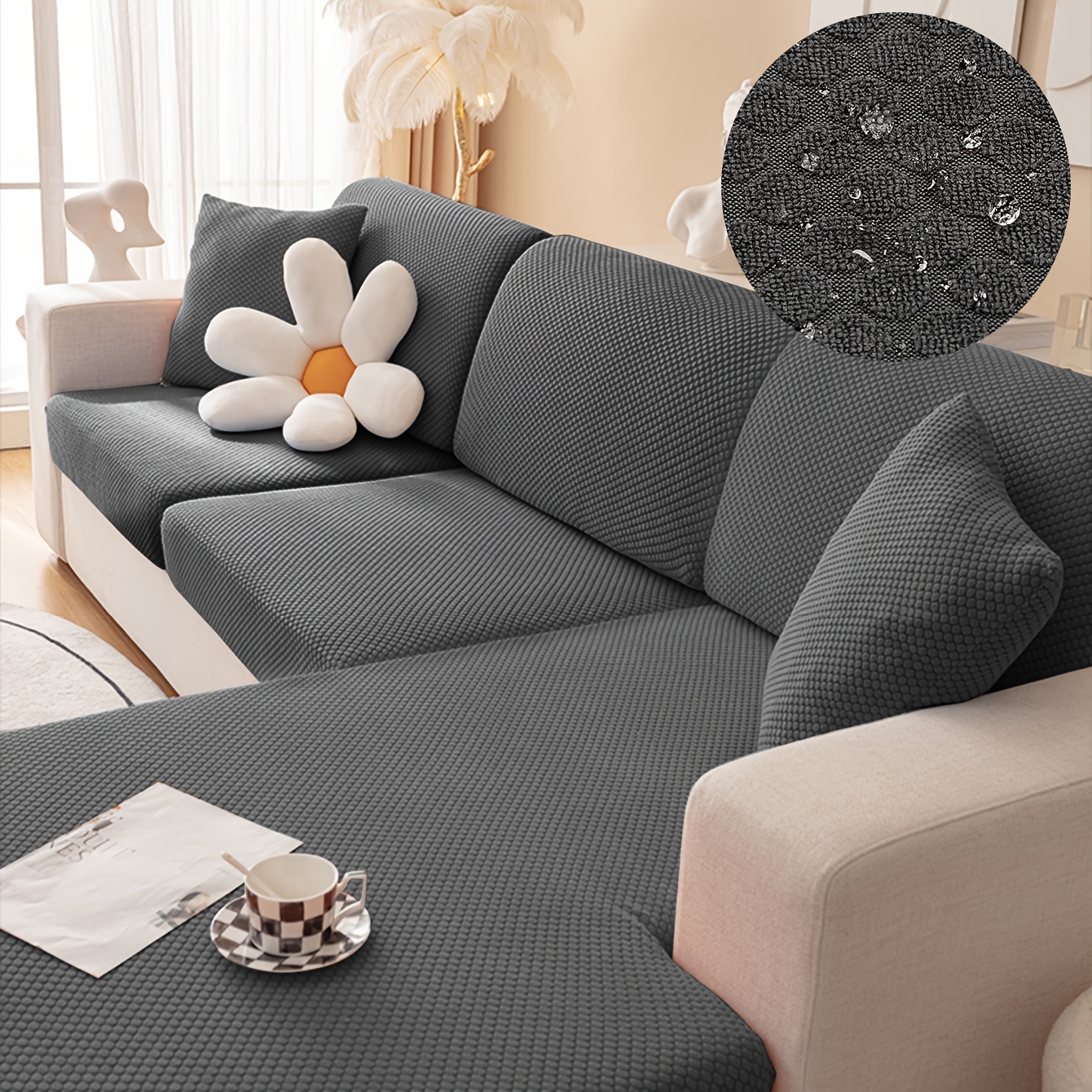 en forma de L funda sofa elastica con estampados elásticos fundas