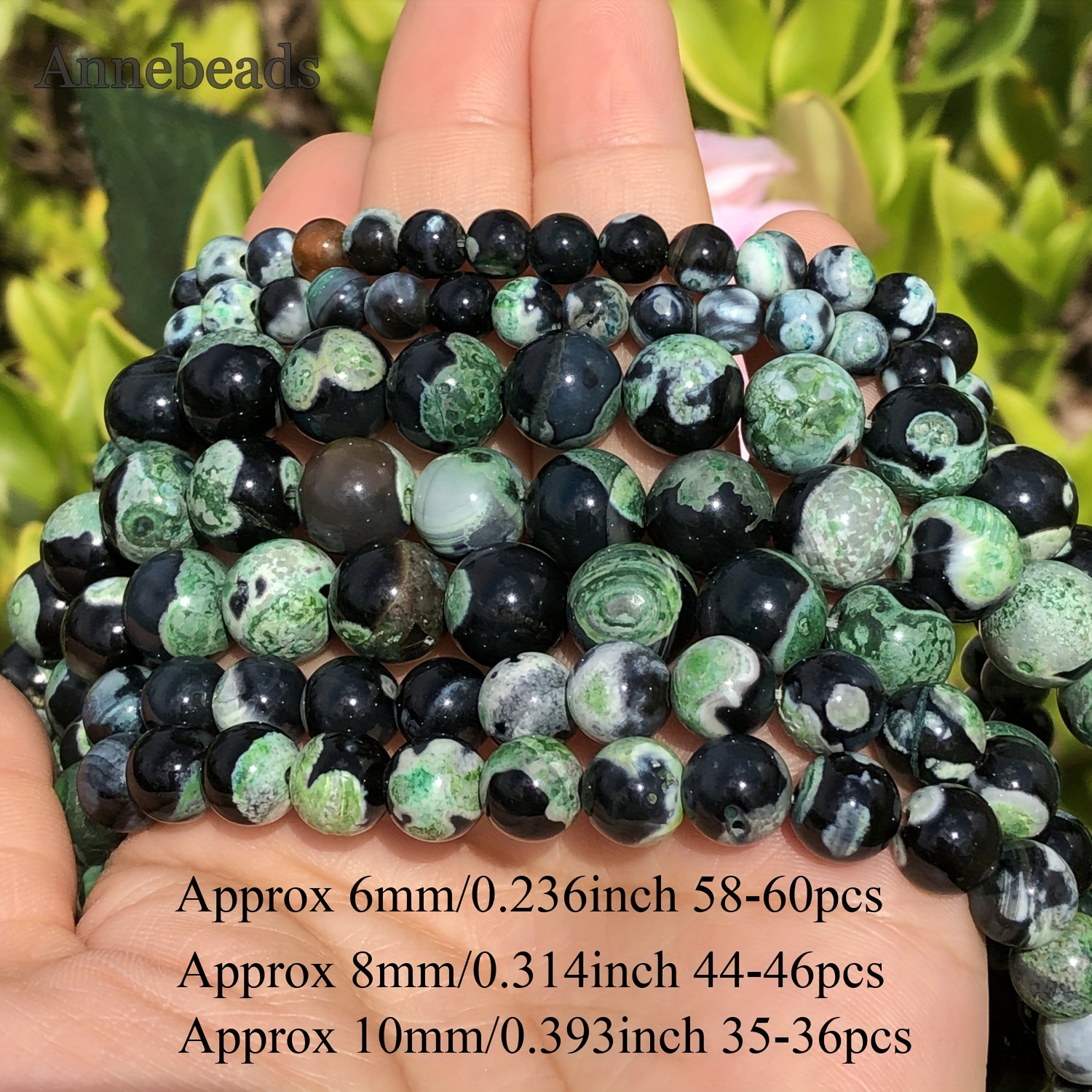 Natural Stone Green Dream Fire Dragon Veins Black Round - Temu