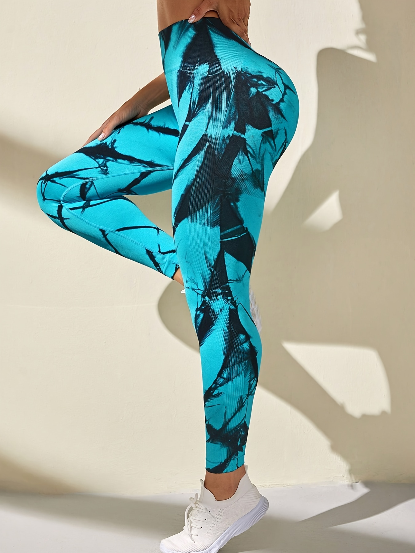 Tie Dye Stretchy Yoga Leggings Slim Fit High Waist Fitness - Temu