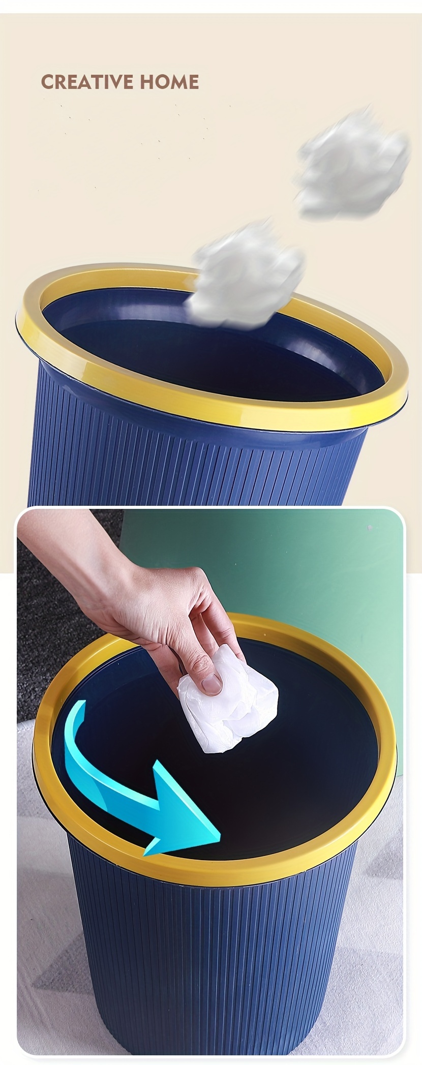 Plastic Lidless Trash Can, Medium Garbage Can With Pressure Ring, Kitchen  Bathroom Bedroom Living Room Dorm Office Toilet Garbage Can - Temu United  Arab Emirates