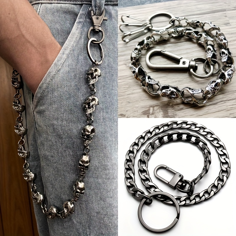 New Men Silver Metal Wallet Chains Thick Link KeyChain Jeans