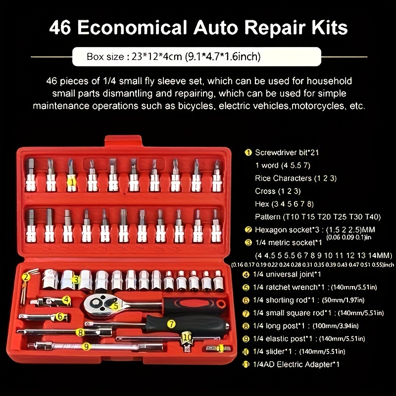 94 pièces jeu de clés à douille Kit d'outils de Modification de réparation  automobile professionnel