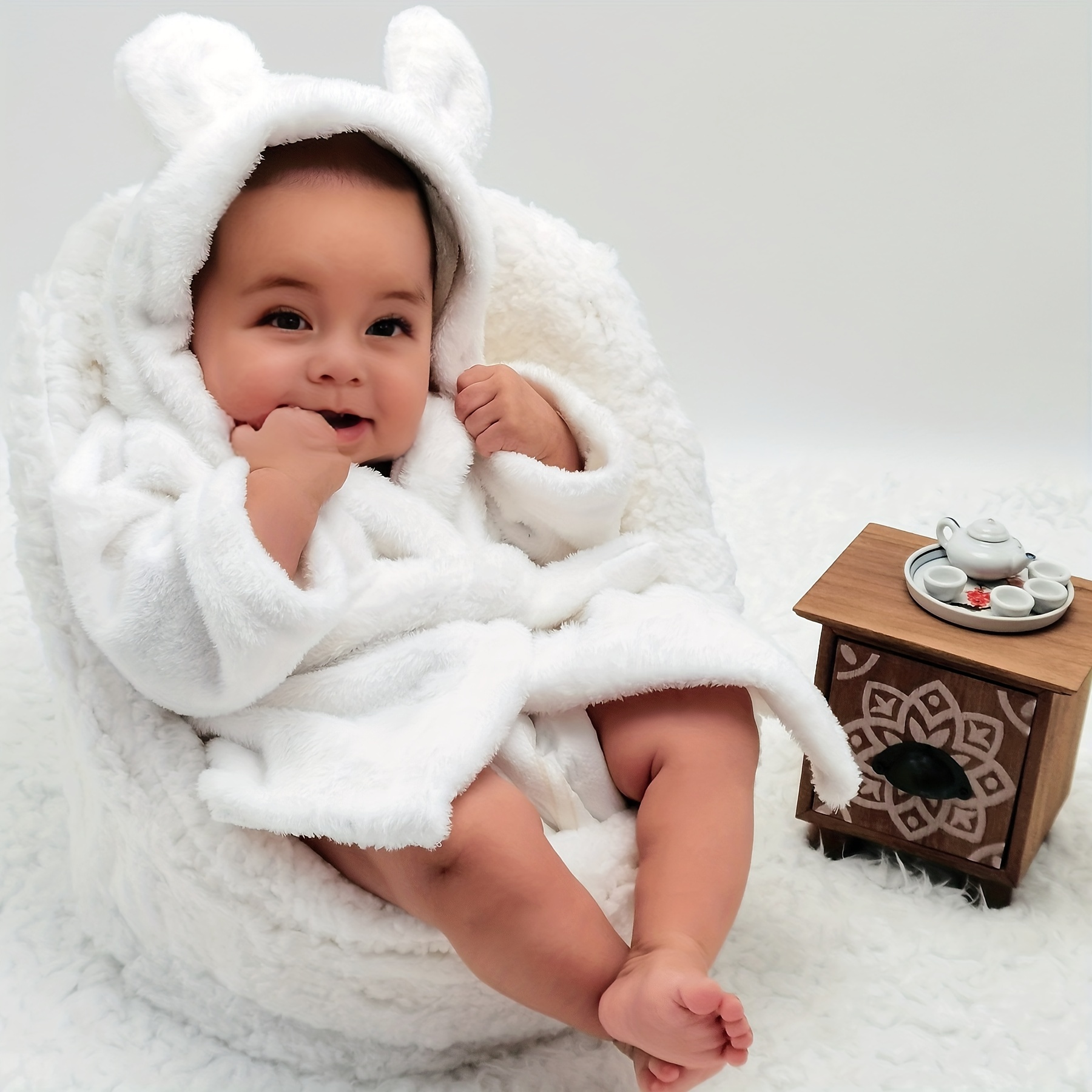 ベビーギフト バスローブ、ホワイトナイトガウン新生児写真アクセサリーパジャマ新しい赤ちゃんの写真撮影服豪華なバスタオル