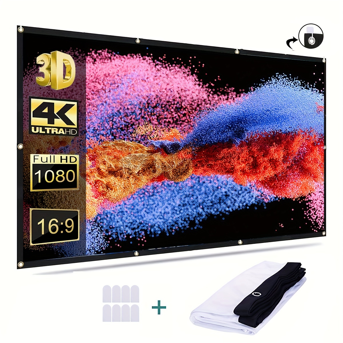 Comprar Pantalla de proyector portátil HD 16:9, pantalla de proyección de  vídeo sin marco, plegable, montada en la pared, para cine en casa,  películas de oficina